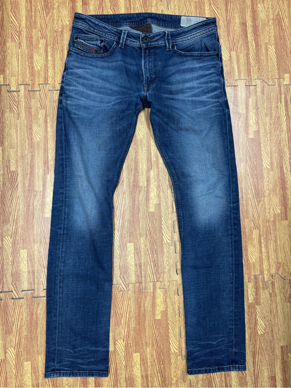 Diesel Industry Jeans Mens 32x32 Blue Denim Thavar Slim Skinny Stretch Whiskered